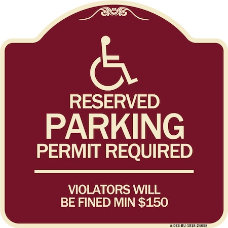 Signmission Connecticut Reserved Parking Permit Required Violators Fined Min $150 Alum, 18" x 18", BU-1818-24658 A-DES-BU-1818-24658